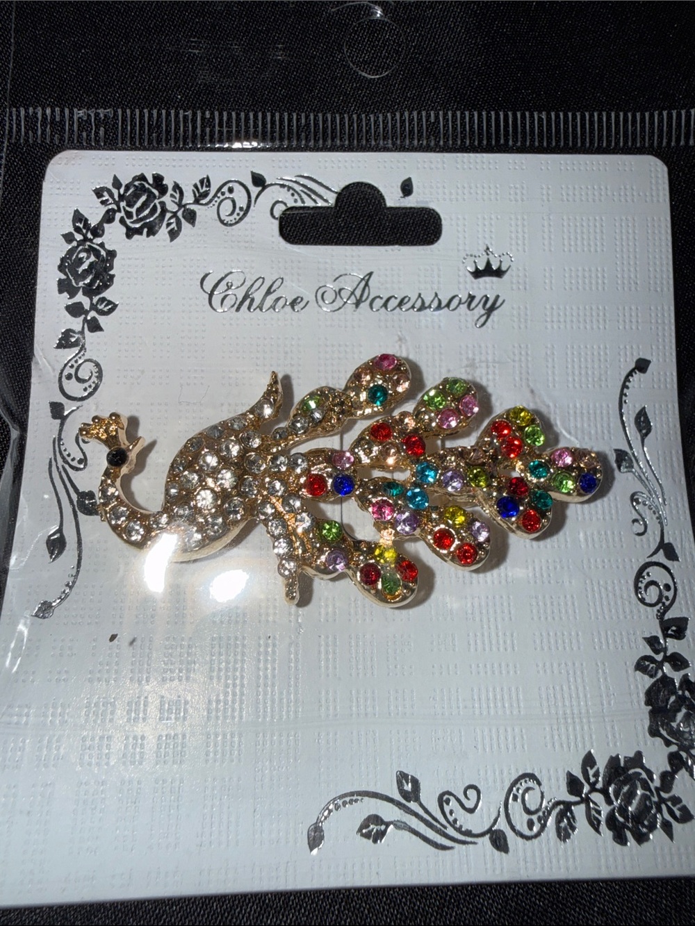 Multicolor Crystal Peacock Brooch